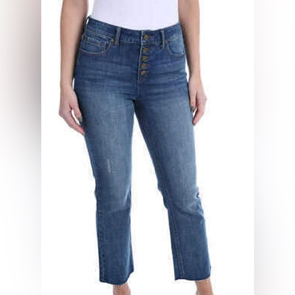 NWT Kenneth Cole Button Fly High Rise Cropped Straight Leg.